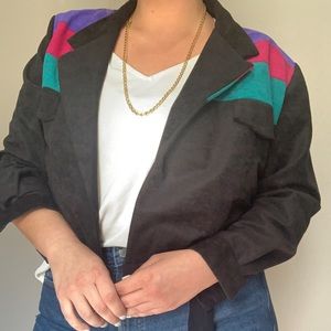 RGB Vintage color block bomber blazer size 14 with shoulder pads & original tags